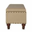 HomePop Rectangle Traditional Fabric Storage Bench with Nailhead Trim in Tan