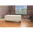 HomePop Traditional Fabric Large Storage Bench with Nailhead Trim in Cream/Brown