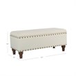 HomePop Traditional Fabric Large Storage Bench with Nailhead Trim in Cream/Brown