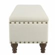 HomePop Traditional Fabric Large Storage Bench with Nailhead Trim in Cream/Brown