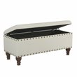 HomePop Traditional Fabric Large Storage Bench with Nailhead Trim in Cream/Brown