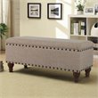 HomePop Traditional Fabric Large Storage Bench with Nailhead Trim in Tan
