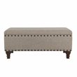 HomePop Traditional Fabric Large Storage Bench with Nailhead Trim in Tan