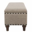 HomePop Traditional Fabric Large Storage Bench with Nailhead Trim in Tan