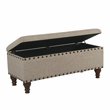 HomePop Traditional Fabric Large Storage Bench with Nailhead Trim in Tan