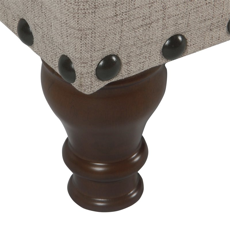 HomePop Traditional Fabric Large Storage Bench with Nailhead Trim in Tan