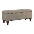 HomePop Traditional Fabric Large Storage Bench with Nailhead Trim in Tan