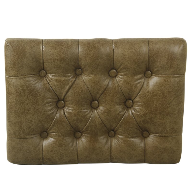 HomePop Modern Metal and Faux Leather Small Decorative Ottoman in Brown