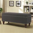 HomePop Traditional Fabric Large Storage Bench with Nailhead Trim in Charcoal