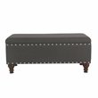 HomePop Traditional Fabric Large Storage Bench with Nailhead Trim in Charcoal