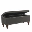 HomePop Traditional Fabric Large Storage Bench with Nailhead Trim in Charcoal
