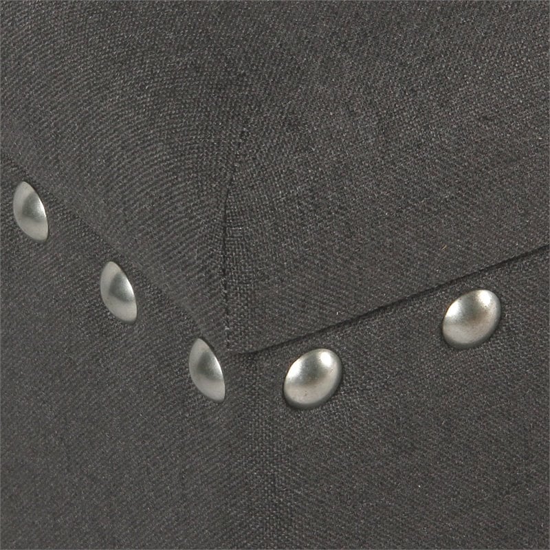 HomePop Traditional Fabric Large Storage Bench with Nailhead Trim in Charcoal