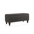 HomePop Traditional Fabric Large Storage Bench with Nailhead Trim in Charcoal