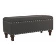 HomePop Traditional Fabric Large Storage Bench with Nailhead Trim in Charcoal