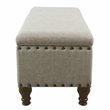 HomePop Traditional Fabric Large Storage Bench with Nailhead Trim in Cream/Taupe