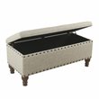 HomePop Traditional Fabric Large Storage Bench with Nailhead Trim in Cream/Taupe