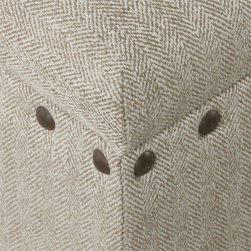 HomePop Traditional Fabric Large Storage Bench with Nailhead Trim in Cream/Taupe