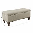 HomePop Traditional Fabric Large Storage Bench with Nailhead Trim in Cream/Taupe