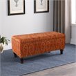 HomePop Traditional Fabric Large Storage Bench with Nailhead Trim in Red/Gold