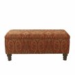 HomePop Traditional Fabric Large Storage Bench with Nailhead Trim in Red/Gold