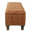 HomePop Traditional Fabric Large Storage Bench with Nailhead Trim in Red/Gold
