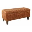 HomePop Traditional Fabric Large Storage Bench with Nailhead Trim in Red/Gold