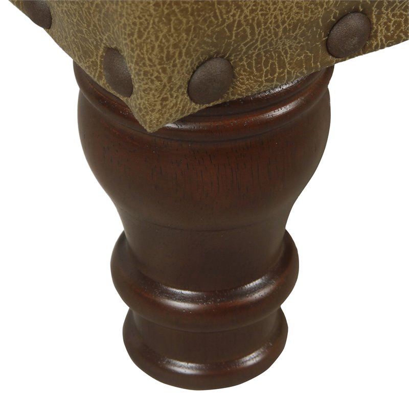 HomePop Traditional Faux Leather Large Storage Bench with Nailhead Trim in Brown