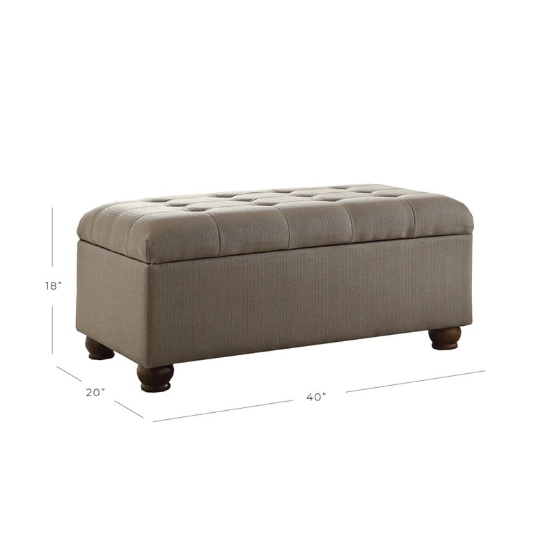 HomePop Traditional Fabric Tufted Large Storage Bench in Textured Gray
