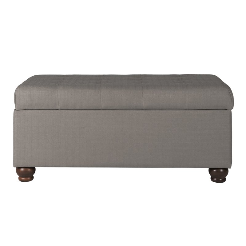 HomePop Traditional Fabric Tufted Large Storage Bench in Textured Gray