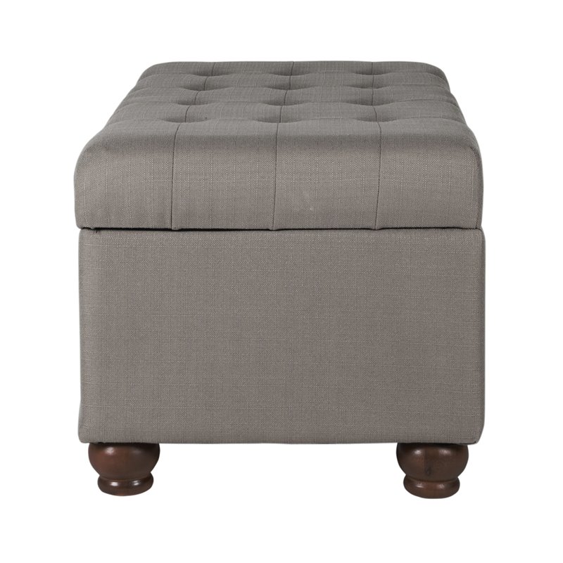 HomePop Traditional Fabric Tufted Large Storage Bench in Textured Gray
