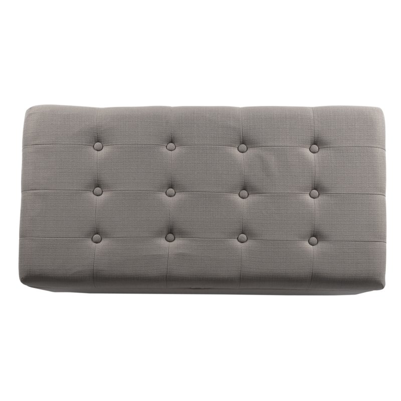 HomePop Traditional Fabric Tufted Large Storage Bench in Textured Gray