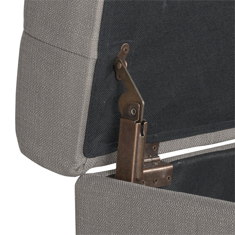 HomePop Traditional Fabric Tufted Large Storage Bench in Textured Gray