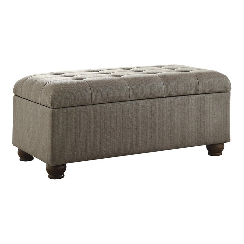 HomePop Traditional Fabric Tufted Large Storage Bench in Textured Gray