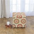 HomePop Transitional Fabric Storage Ottoman in Orange and Green