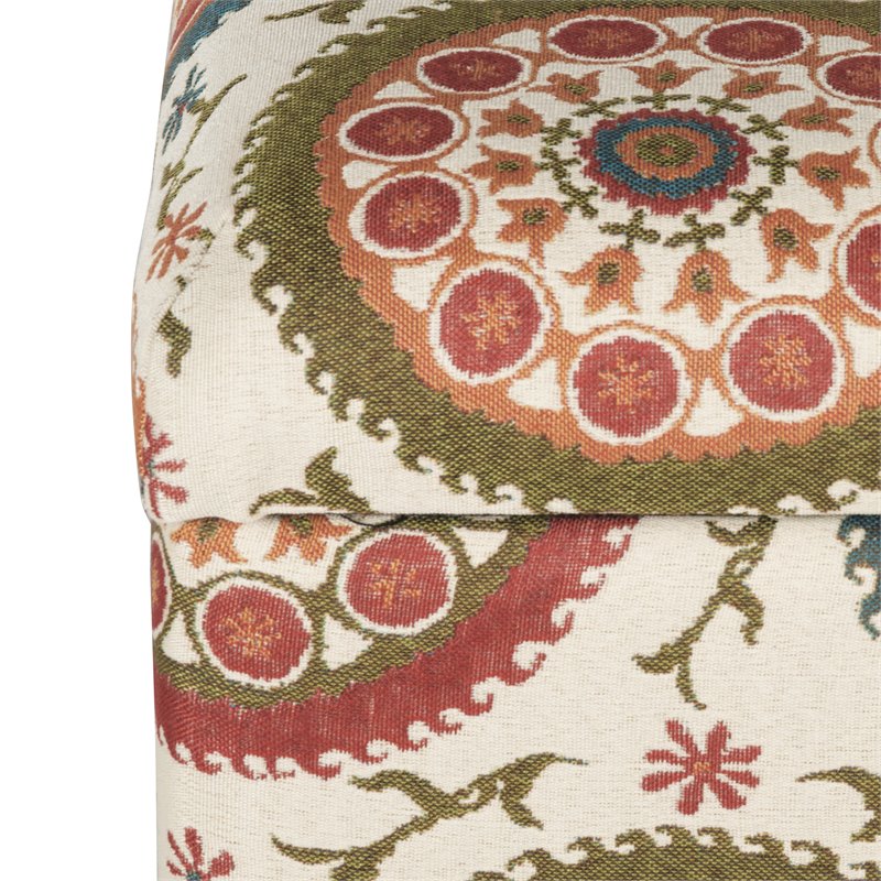 HomePop Transitional Fabric Storage Ottoman in Orange and Green