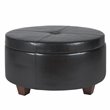 HomePop Winston Faux Leather Button-top Large Storage Ottoman in Black