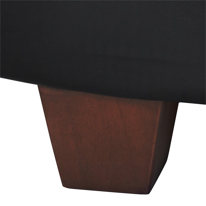 HomePop Winston Faux Leather Button-top Large Storage Ottoman in Black