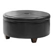 HomePop Winston Faux Leather Button-top Large Storage Ottoman in Black