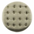 HomePop Round Transitional Wood and Velvet Ottoman with Storage in Brown