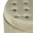 HomePop Round Transitional Wood and Velvet Ottoman with Storage in Brown