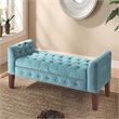 HomePop Traditional Velvet Tufted Storage Bench and Settee in Blue