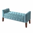 HomePop Traditional Velvet Tufted Storage Bench and Settee in Blue
