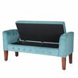 HomePop Traditional Velvet Tufted Storage Bench and Settee in Blue