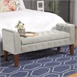 HomePop Traditional Velvet Tufted Storage Bench and Settee in Gray