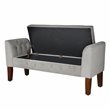 HomePop Traditional Velvet Tufted Storage Bench and Settee in Gray