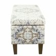 HomePop Transitional Fabric Large Decorative Storage Bench in Cream