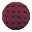 HomePop Round Transitional Wood and Velvet Ottoman with Storage in Red