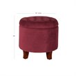 HomePop Round Transitional Wood and Velvet Ottoman with Storage in Red