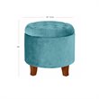 HomePop Round Transitional Wood and Velvet Ottoman with Storage in Blue