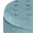 HomePop Round Transitional Wood and Velvet Ottoman with Storage in Blue